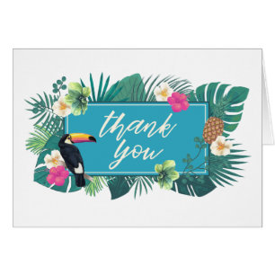 Waterverf Tropisch met Toucan Hartelijk dank Blauw