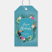 Waterverf Tropisch met Toucan Hartelijk dank Blauw Cadeaulabel (Voorkant)