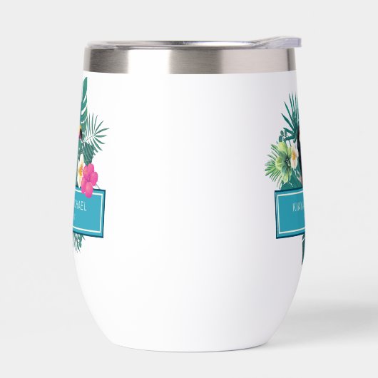 Waterverf Tropisch met Toucan Wedding Blauwgroen I (Links)