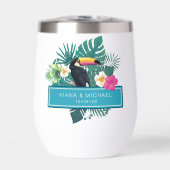Waterverf Tropisch met Toucan Wedding Blauwgroen I (Voorkant)