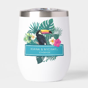 Waterverf Tropisch met Toucan Wedding Blauwgroen I