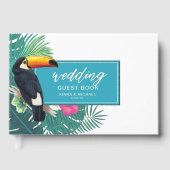 Waterverf Tropisch met Toucan Wedding Blauwgroen I Gastenboek (Voorkant)