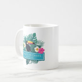 Waterverf Tropisch met Toucan Wedding Blauwgroen I Koffiemok (Voorkant links)