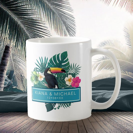 Waterverf Tropisch met Toucan Wedding Blauwgroen I Koffiemok