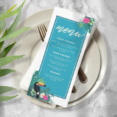 Waterverf Tropisch met Toucan Wedding Blauwgroen I Menu
