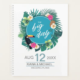 Waterverf Tropisch met Toucan Wedding Blauwgroen I Planner