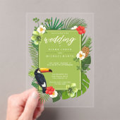 Waterverf Tropisch met Toucan Wedding Green ID577 Acryl Uitnodigingen (Insitu (Draagbaar))