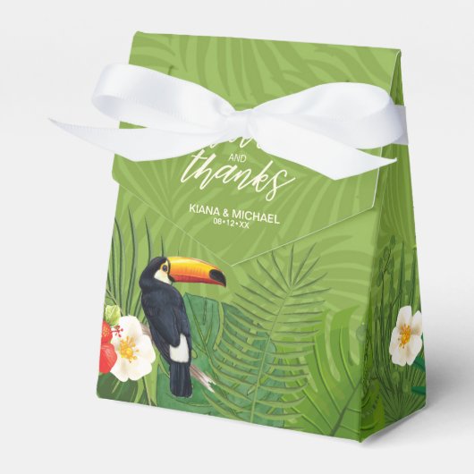 Waterverf Tropisch met Toucan Wedding Green ID577 Bedankdoosjes (Voorkant Zijde)