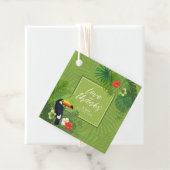 Waterverf Tropisch met Toucan Wedding Green ID577 Bedankjes Labels (In situ)