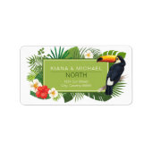 Waterverf Tropisch met Toucan Wedding Green ID577 Etiket (Voorkant)