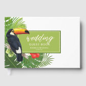 Waterverf Tropisch met Toucan Wedding Green ID577 Gastenboek (Voorkant)
