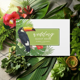 Waterverf Tropisch met Toucan Wedding Green ID577 Gastenboek