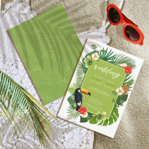 Waterverf Tropisch met Toucan Wedding Green ID577 Kaart