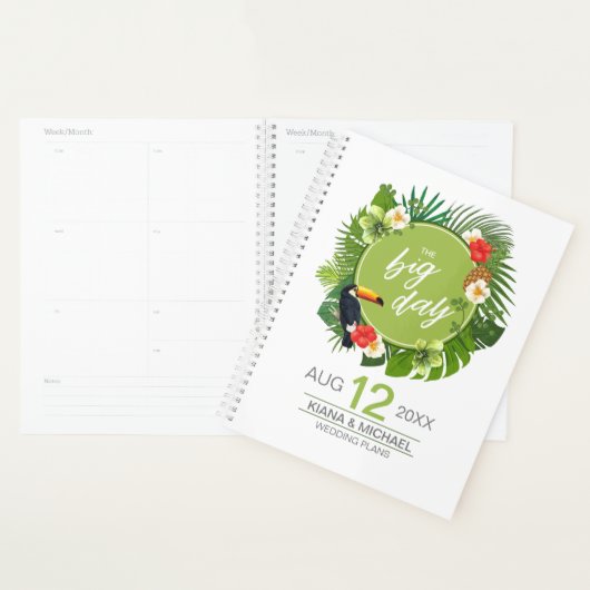 Waterverf Tropisch met Toucan Wedding Green ID577 Planner (Display)