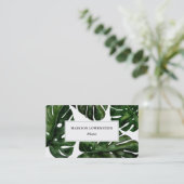 Waterverf Tropisch Monstera laat botanisch over Visitekaartje (Staand voorkant)