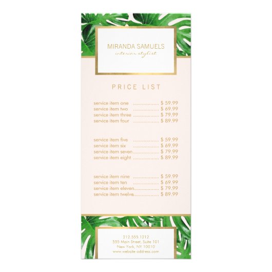 Waterverf Tropisch Monstera laat roze patroonroze Reclamekaart (Voorkant)