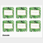 Waterverf Tropisch Monstera laat roze patroonroze Vierkante Sticker (Vel)