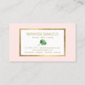 Waterverf Tropisch Monstera laat roze patroonroze Visitekaartje (Achterkant)