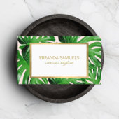 Waterverf Tropisch Monstera laat roze patroonroze Visitekaartje