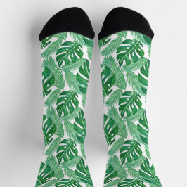 Waterverf Tropisch Monstera Leaf Patroon Sokken