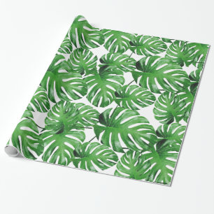 Waterverf Tropisch Monstera verlaat patroon Cadeaupapier