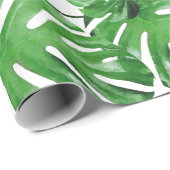 Waterverf Tropisch Monstera verlaat patroon Cadeaupapier (Rol Hoek)