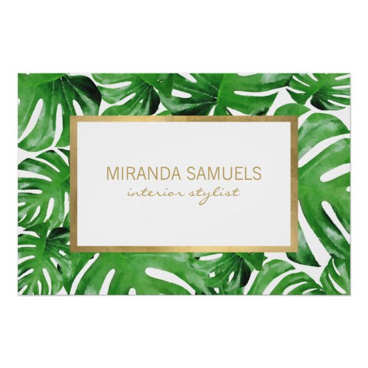 Waterverf Tropisch Monstera verlaat patroon Perfect Poster (Voorkant)