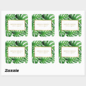 Waterverf Tropisch Monstera verlaat patroon Vierkante Sticker (Vel)