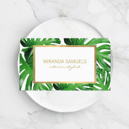 Waterverf Tropisch Monstera verlaat patroon Visitekaartje