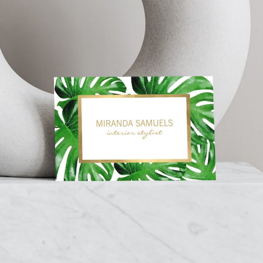 Waterverf Tropisch Monstera verlaat patroon Visitekaartje