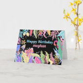 Waterverf Tropisch Oerwoud Birthday Cool Trendy Kaart (Gele Bloem)