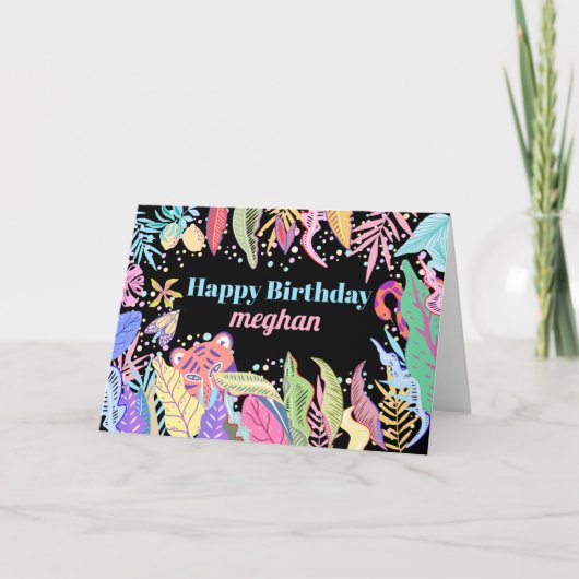 Waterverf Tropisch Oerwoud Birthday Cool Trendy Kaart (Voorkant)