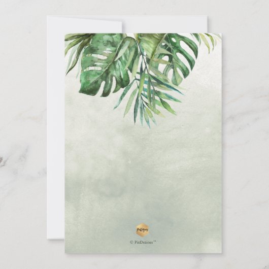 Waterverf Tropisch Oerwoud Bridal Luncheon Invitat Kaart (Achterkant)