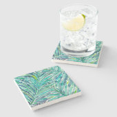 Waterverf Tropisch Oerwoud palm  Stenen Onderzetter (Zijkant)