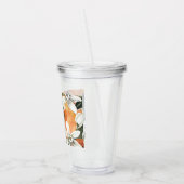 Waterverf Tropisch Oranje en bloemen Acryl Drinkbeker (Links)