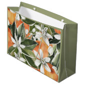 Waterverf Tropisch Oranje en bloemen Groot Cadeauzakje (Voorkant Gekanteld)
