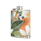 Waterverf Tropisch Oranje en bloemen Heupfles (Links)