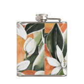 Waterverf Tropisch Oranje en bloemen Heupfles (Achterkant)