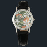 Waterverf Tropisch Oranje en bloemen Horloge<br><div class="desc">Waterverf Tropisch Oranje en bloemen</div>