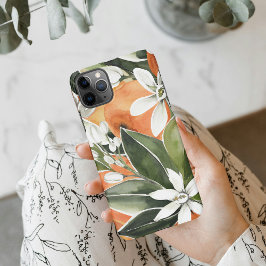 Waterverf Tropisch Oranje en bloemen iPhone 11Pro Max Hoesje