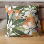 Waterverf Tropisch Oranje en bloemen Kussen<br><div class="desc">Waterverf Tropisch Oranje en bloemen</div>