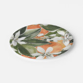 Waterverf Tropisch Oranje en bloemen Papieren Bordje (Gekanteld)