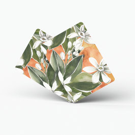 Waterverf Tropisch Oranje en bloemen Pokerkaarten