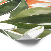 Waterverf Tropisch Oranje en bloemen Poster (Hoek)