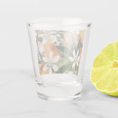 Waterverf Tropisch Oranje en bloemen Shot Glas (Achterkant)