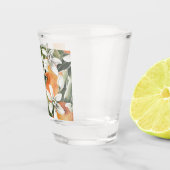 Waterverf Tropisch Oranje en bloemen Shot Glas (Rechts)