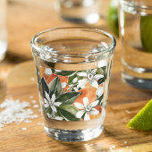 Waterverf Tropisch Oranje en bloemen Shot Glas