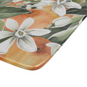 Waterverf Tropisch Oranje en bloemen Snijplank (Hoek)