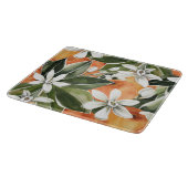 Waterverf Tropisch Oranje en bloemen Snijplank (Hoek)