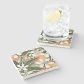 Waterverf Tropisch Oranje en bloemen Stenen Onderzetter (Zijkant)